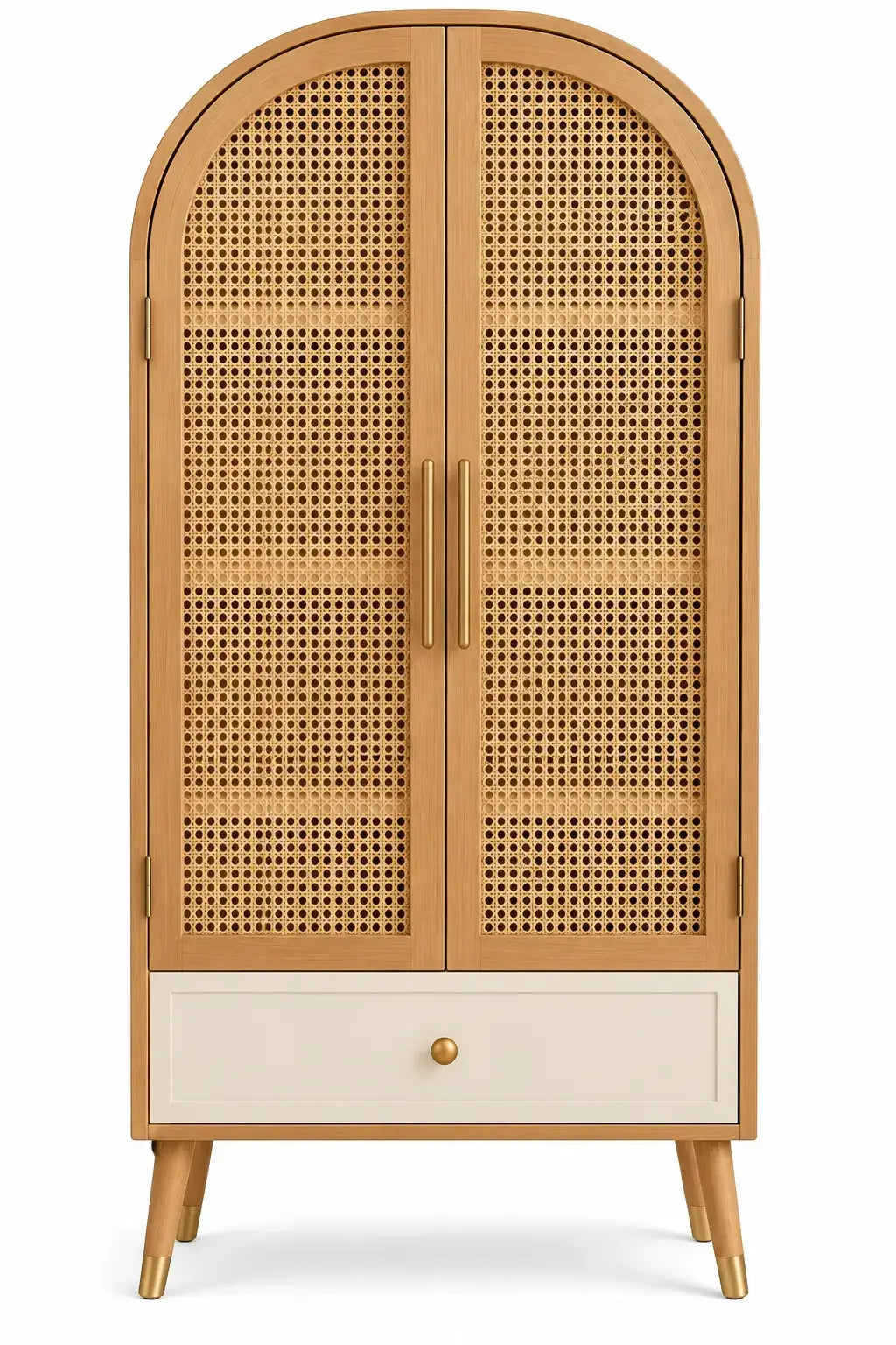 Armadio, profilo ad arco e ante intrecciate, marrone/beige